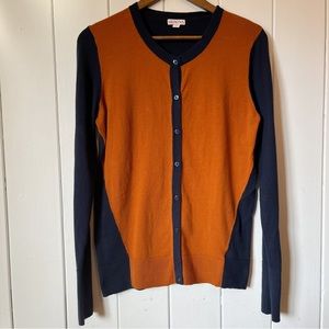 Merona Orange and Navy Cardigan. Size Large.